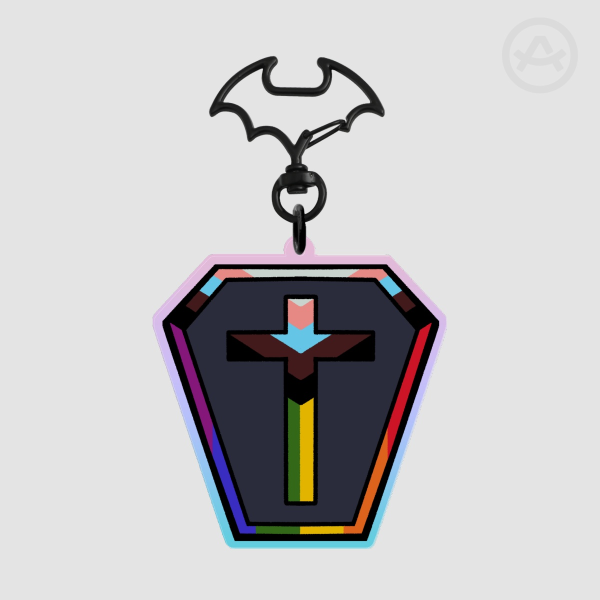 Progress Pride Coffin Acrylic Keychain