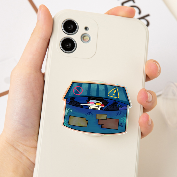 Spamton Dumpster Pop Socket Rainbow Acrylic