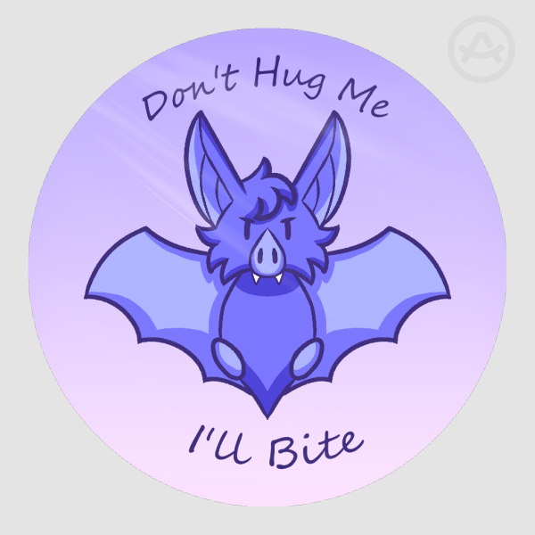 "Don't Hug Me I'll Bite" Blue Bat Sticker
