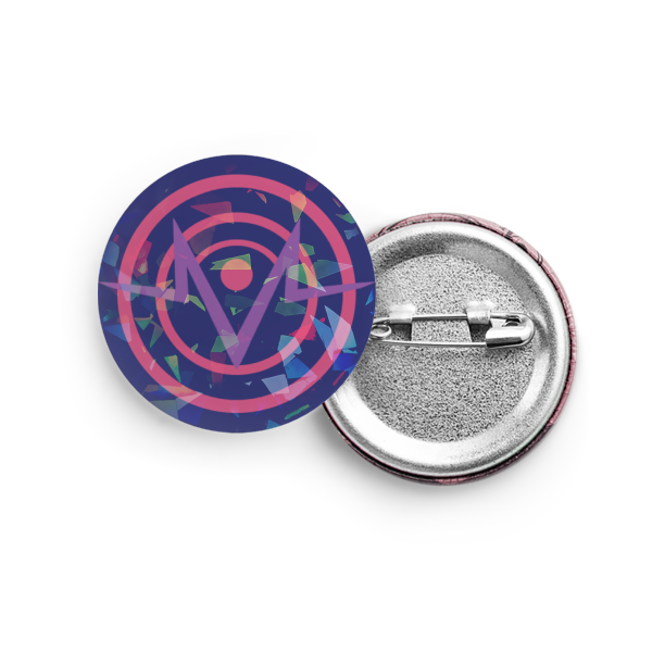 [Button Pin - Broken Glass Holo] Bisexual Voxtek logo