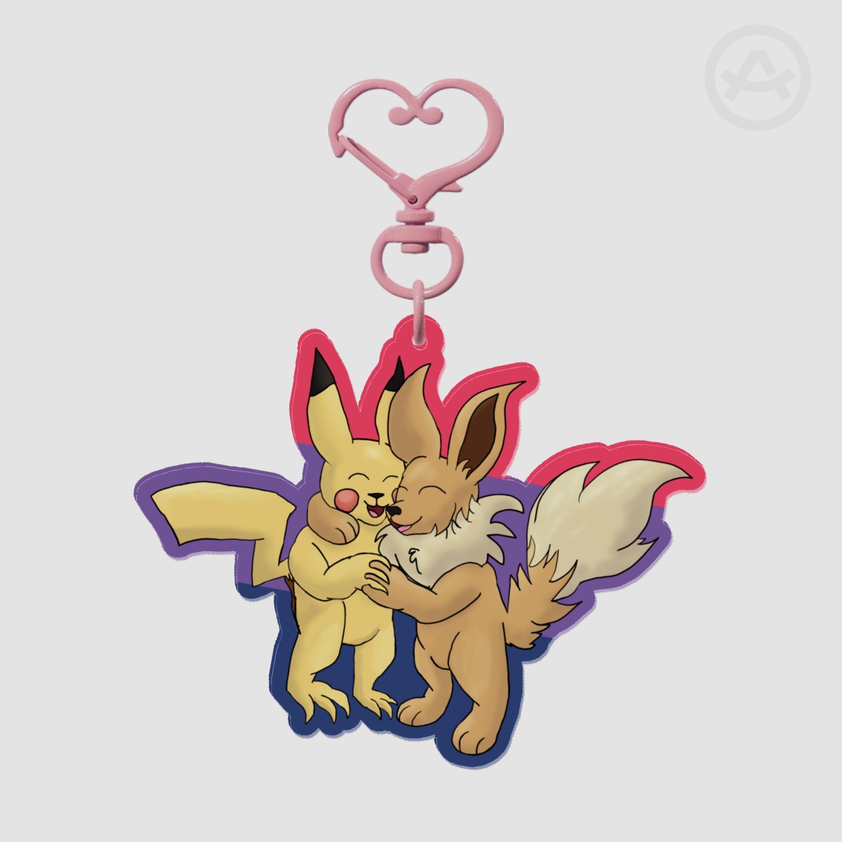 Bisexual Pikachu and Eevee Keychain