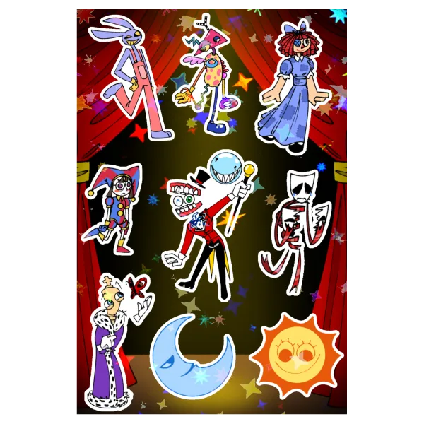 The Amazing Digital Circus characters sticker sheet
