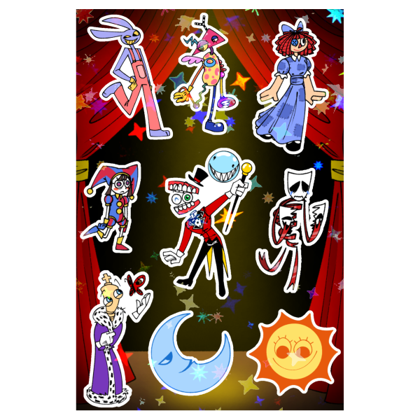 The Amazing Digital Circus characters sticker sheet