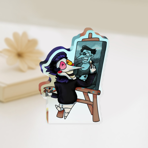 Spamton paints the Mona-Spamton Thick Acrylic Block
