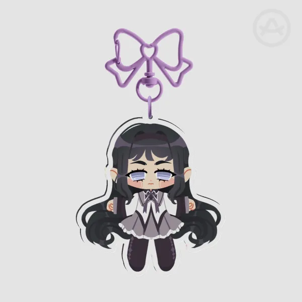 PUELLA MAGI HOMURA | Puni Plush Chibi | Clear Acrylic Keychain