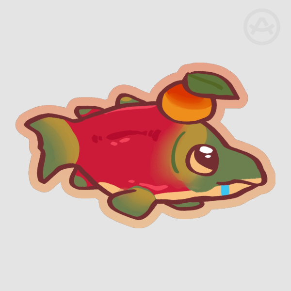 Salmon Puppy Sticker
