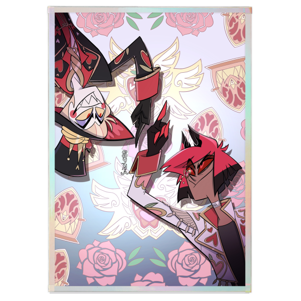 Hazbin Hotel Valentine’s Day Alastor and Lucifer Art Boards with Rainbow-Edged - 5.8" x8.3"(148x210mm)