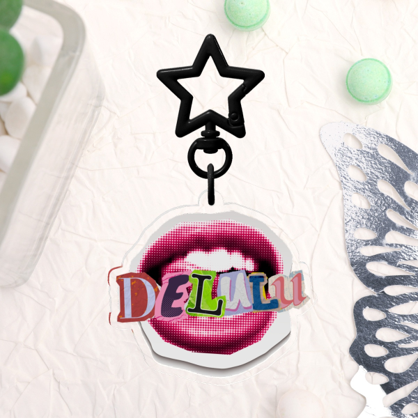 Delulu Lips Collage Acrylic Keychain