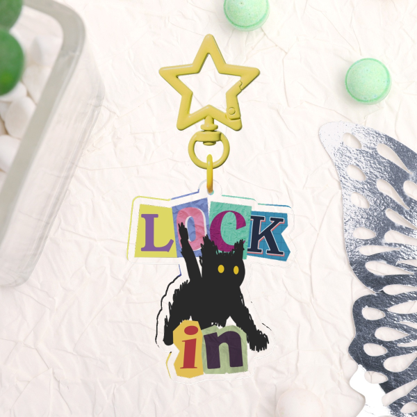 Lock In Scaredy Cat Collage Keychain