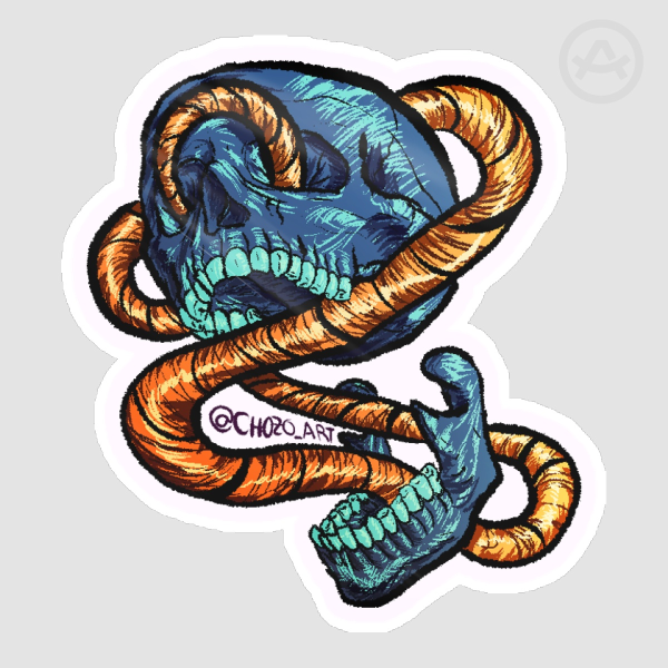 Blue Skull Sticker