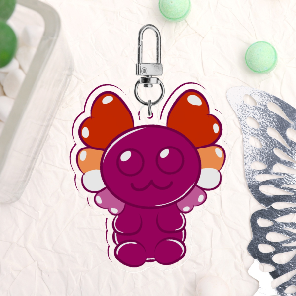 Gummy Axolotl lesbian Pride (Acrylic Keychain)