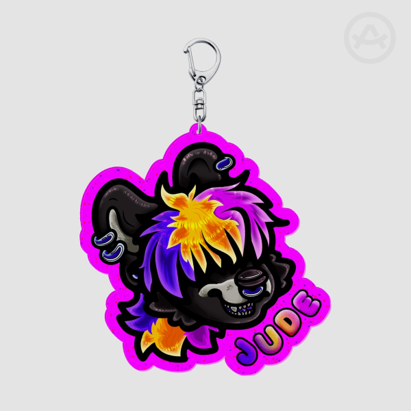 Custom Fursuit Badge Style Coloured Edge Glitter Acrylic Keychain