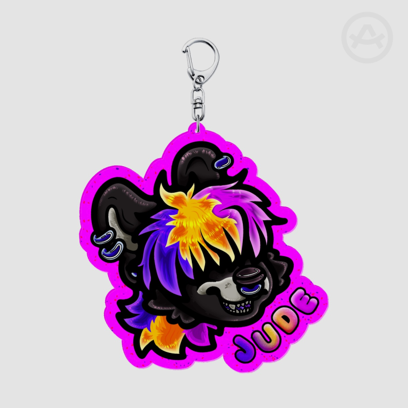 Custom Fursuit Badge Style Coloured Edge Glitter Acrylic Keychain