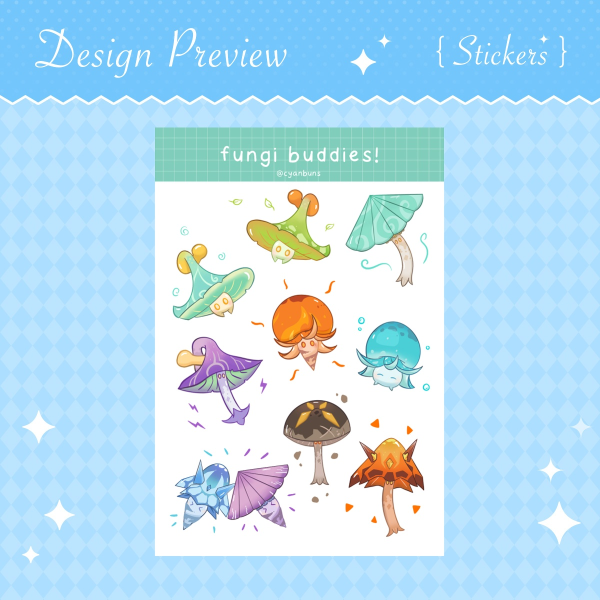 Fungi Buddies Stickers Sheet