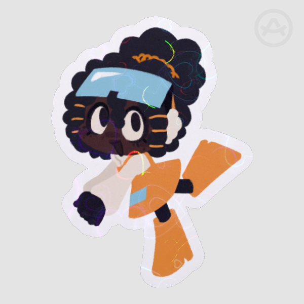 Holographic Heart Orange Sticker (HUMAN HIJINKS)