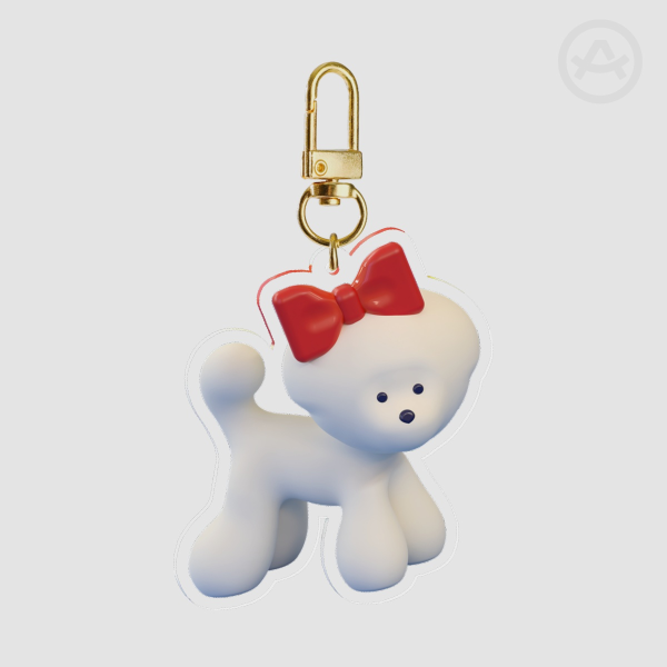 White Dog Bichon Acrylic Charm