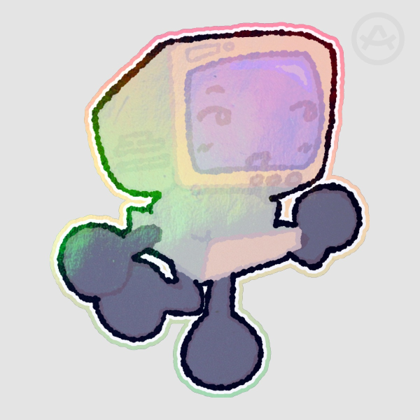 little computer! | 3.5x4" Rainbow Coated Holographic Sticker