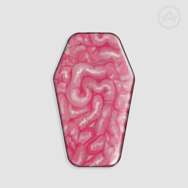 coffin guts button (pink)