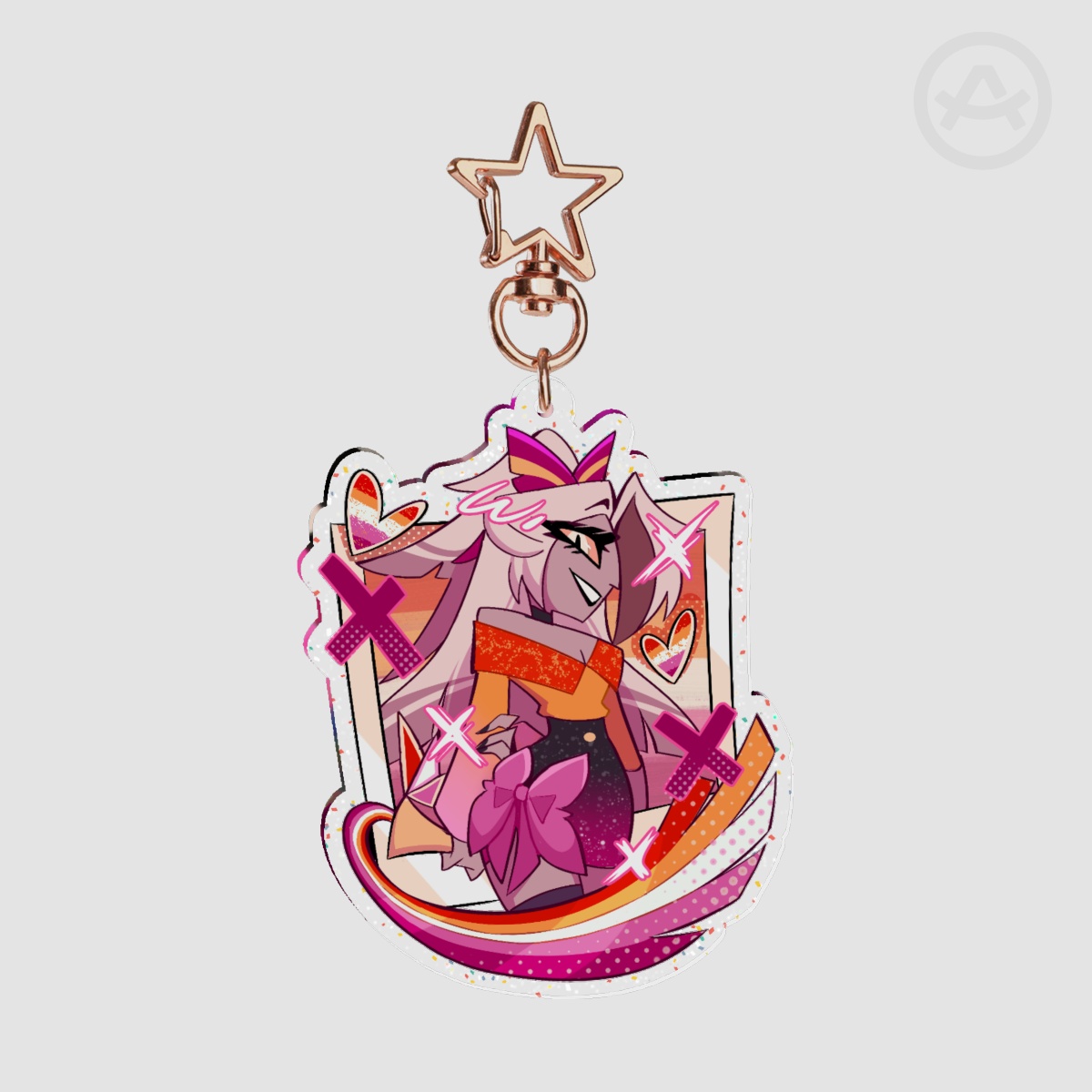 Glitter Double-sided Acrylic Keychain Pride Month Vaggie/Vaggi
