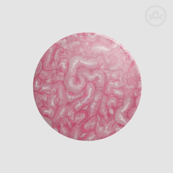 glittery guts button (pink)