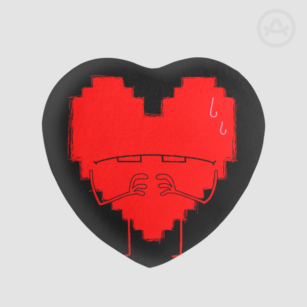 Deltarune SOUL Heart Squishy Plush Badge (Scared Spongebob Meme)