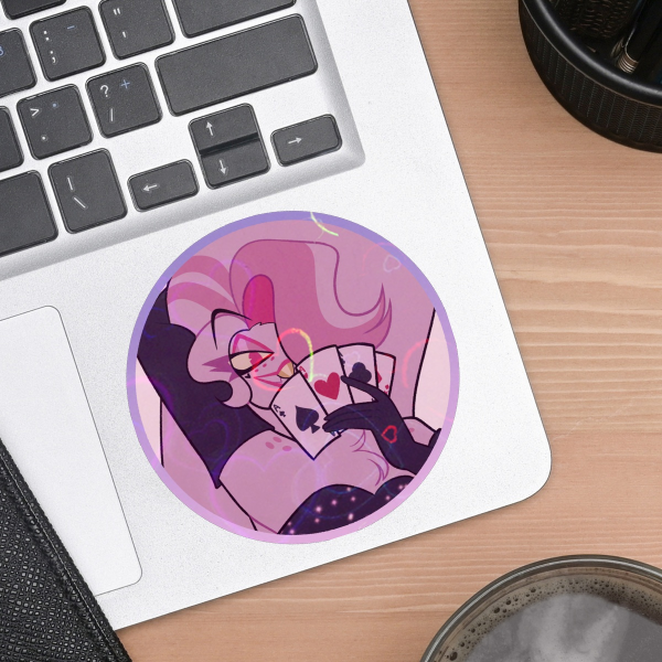 Angel Dust (Hazbin Hotel) Colored Edge Die Cut Stickers