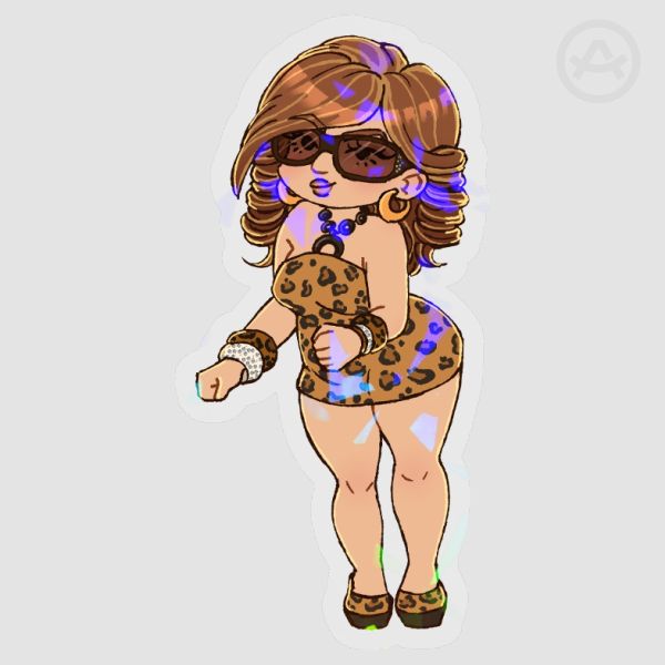 Cheetah Print Tribalera Girl Clear Holo Vinyl Sticker