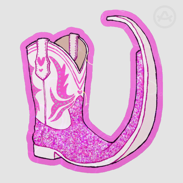 Pink Botas Picudas Heart Holo Sticker
