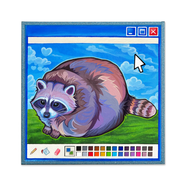 Microsoft paint raccoon art board