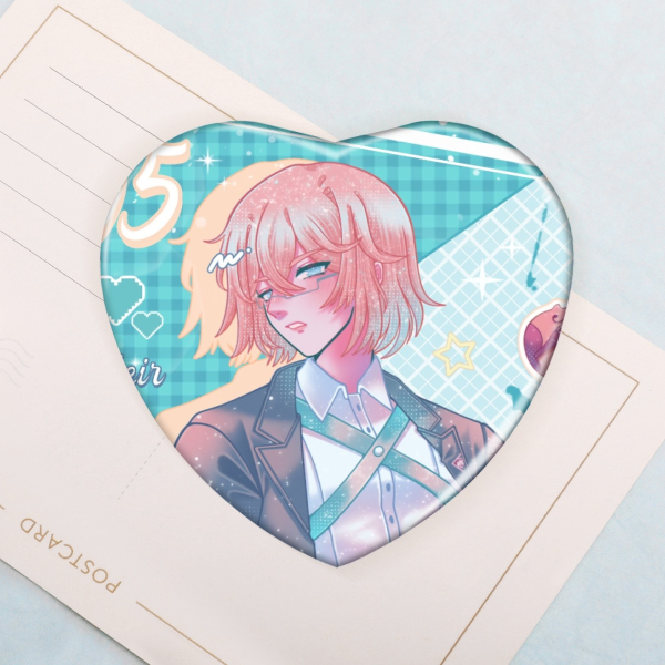 Byakuya Togami Heart Shape Holographic Badge