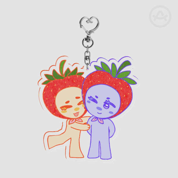 YCH Strawberry hat Couple Duo Acrylic keychains