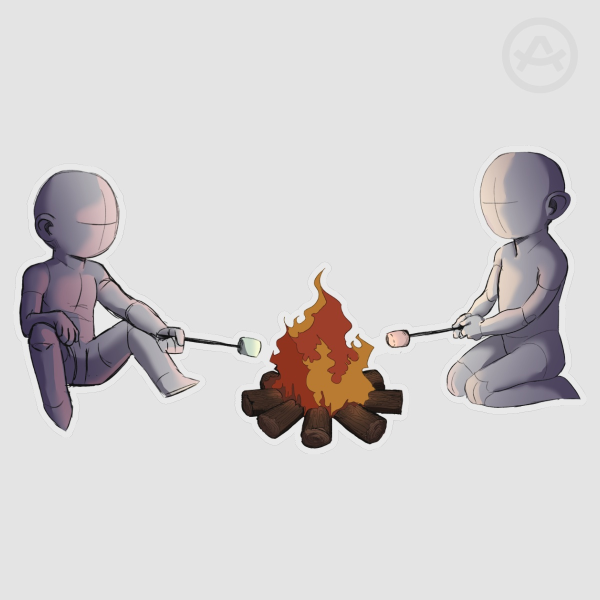 YCH "Marshmallow bonfire" die cut sticker