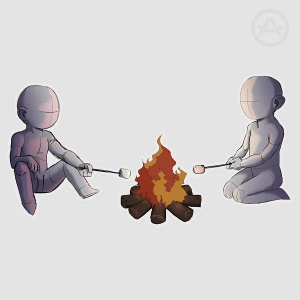 YCH "Marshmallow bonfire" die cut sticker