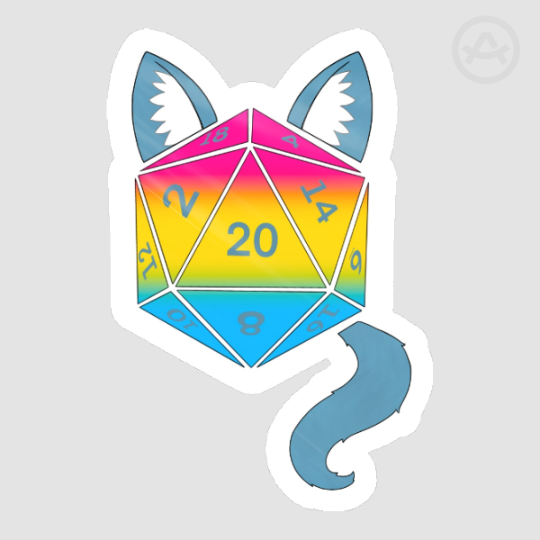 D20 wolf pan pride furry Die Cut Stickers