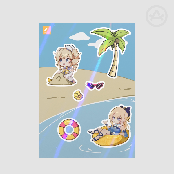 Genshin Impact Summer Stickers Sheet | Barbara & Jean