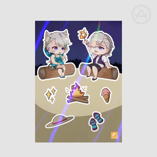 Genshin Impact Summer Stickers Sheet | Lynette & Lyney