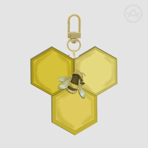 Hexagon Bee Acrylic Keychain