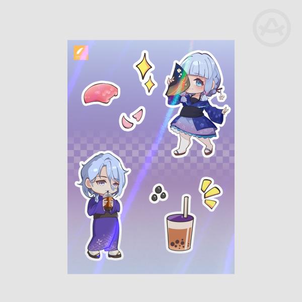 Genshin Impact Summer Stickers Sheet | Ayaka & Ayato