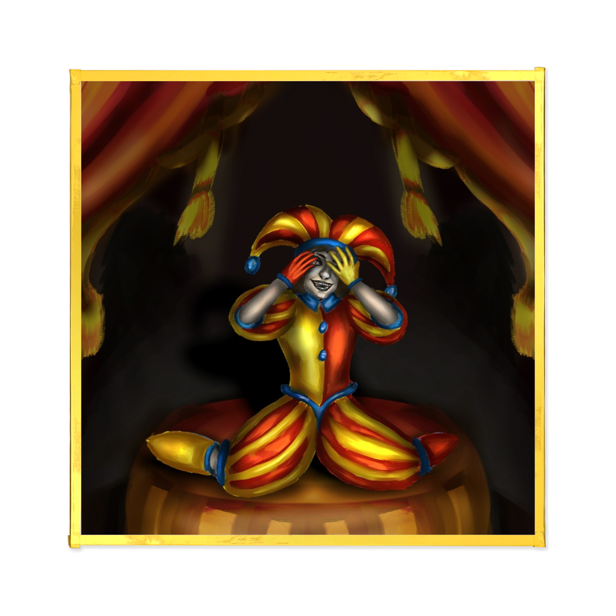 Evil Pomni Art Board with Gold-edge