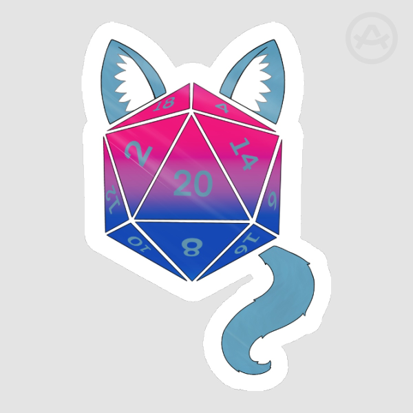 D20 blue wolf bi pride Die Cut Stickers