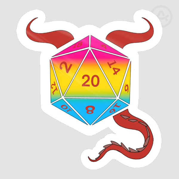 D20 dragon pan pride furry Die Cut Stickers