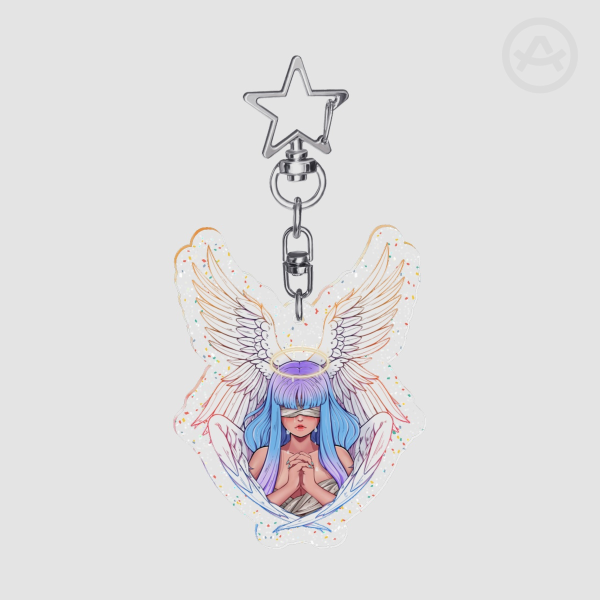 Praying Angel Glitter Acrylic Keychain