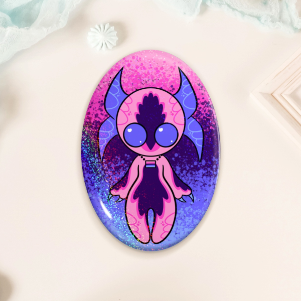 Omnisexual Demon Oval Badge - Holo Sand