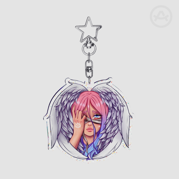 Guardian Angel Glitter Acrylic Keychain