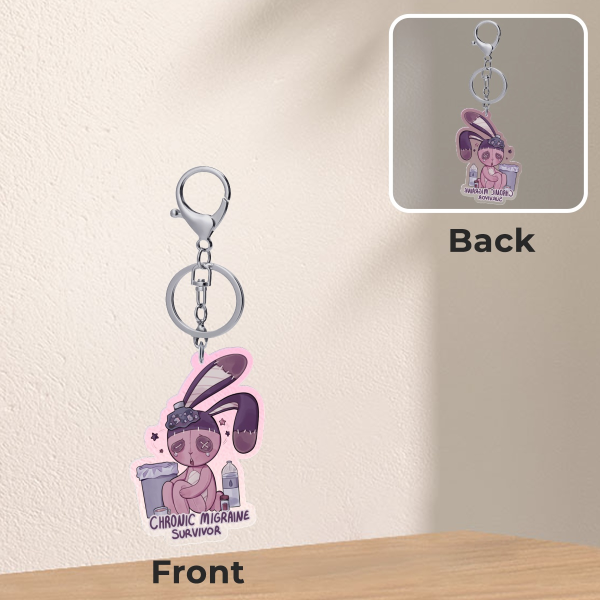 'Chronic Migraine Survivor' Bunny Acrylic Keychains