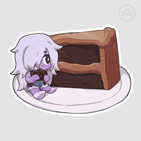 Amethyst Eating Chocolate Cake Sticker