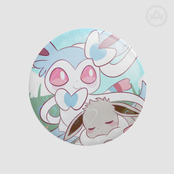 sylveon and eevee shiny Round Badges (Button Pins)