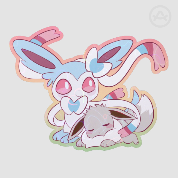 sylveon and eevee shiny Colored Edge Die Cut Stickers