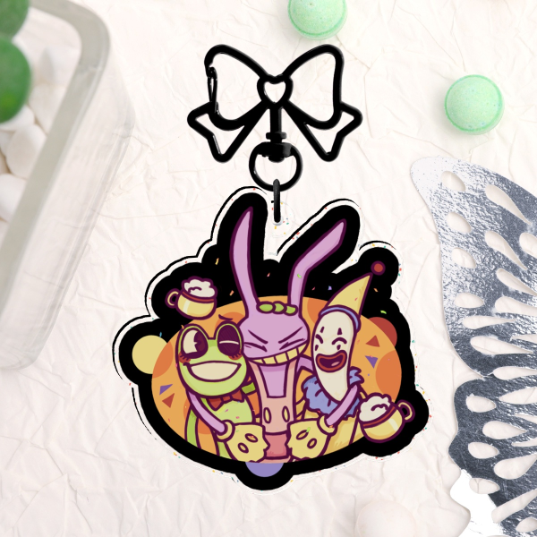 Jax, Ribbit and Kaufmo Glitter Acrylic Keychain