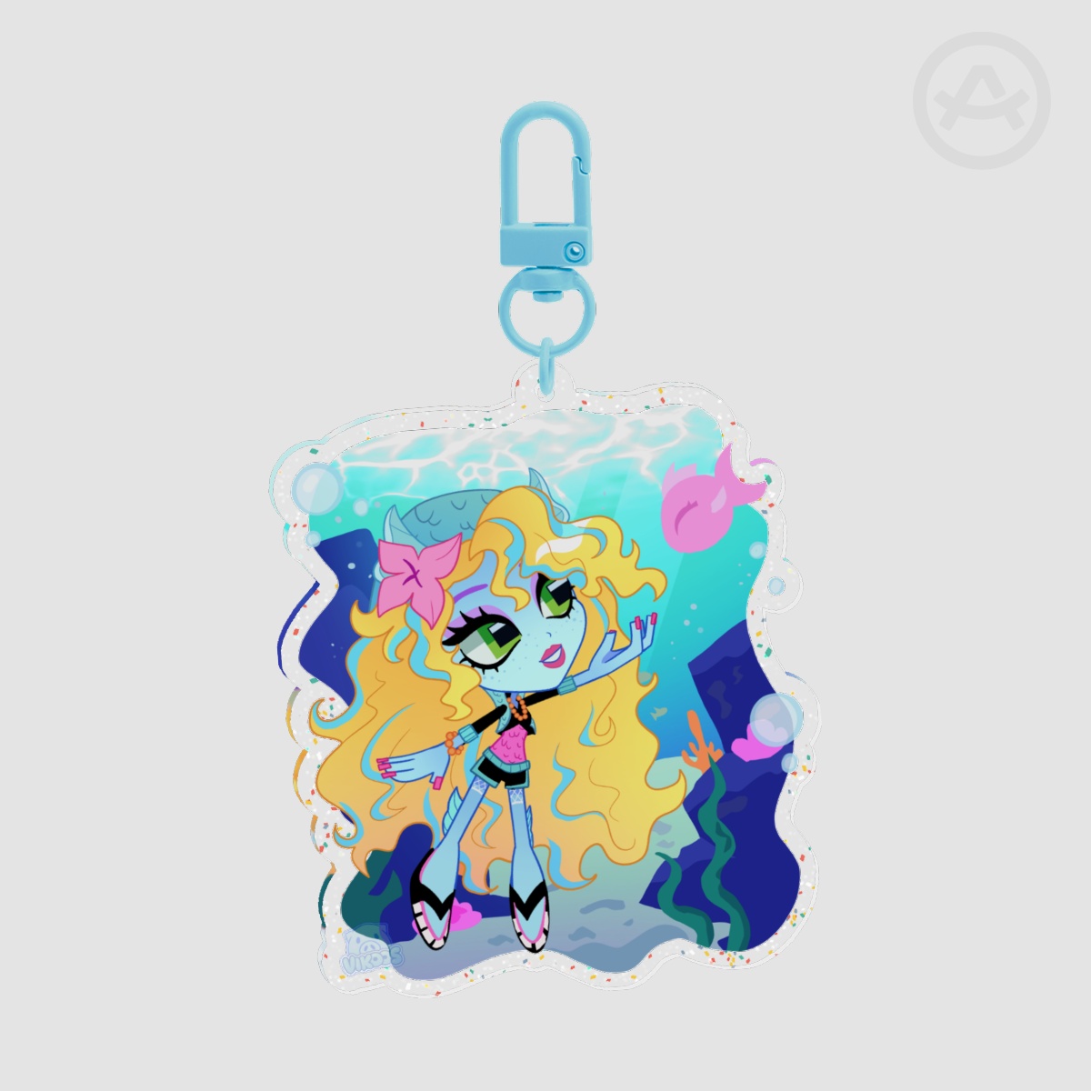 ☆ Lagoona Blue Ocean Glitter Acrylic Keychain ~